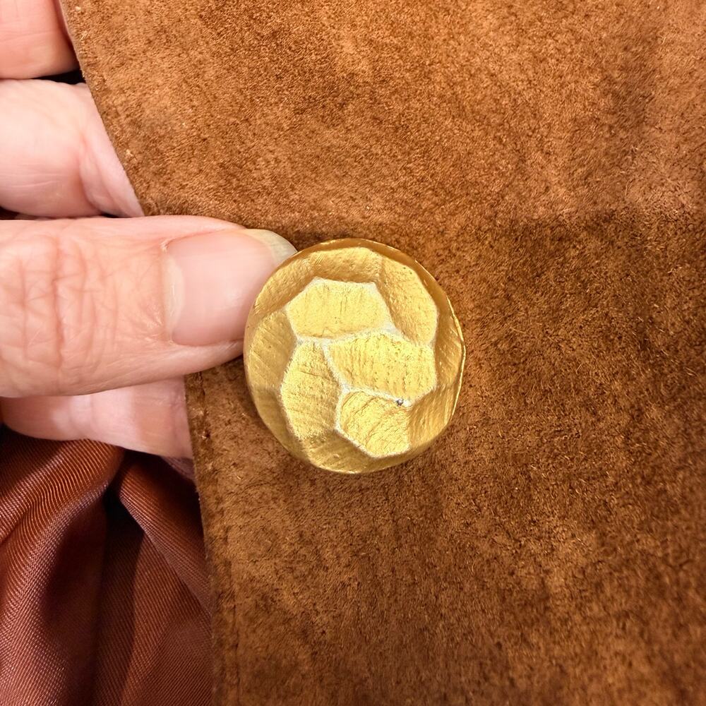 Lord & Taylor Petites Womens Brown Silky Pig Suede Blazer Jacket Lined Size 6 - Picture 4 of 11